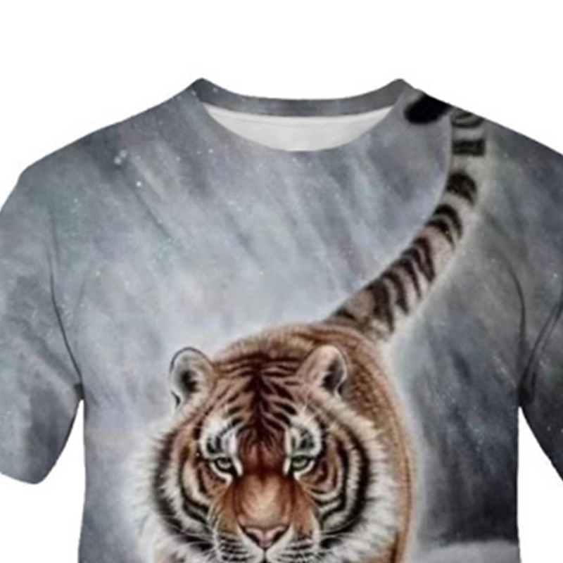 Boys 3D Animal Tiger T shirt Short Sleeve 3D Print Summer Spring Active Sports Fashion Kids 3-12 Years Outdoor Daily Regular Fit3
