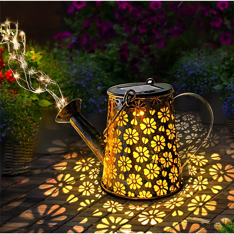 Outdoor Solar Watering Can Lights Hanging Kettle Lantern Light String Waterproof For Garden Yard Flower Bed Garland Decor Metal Retro Lamp3