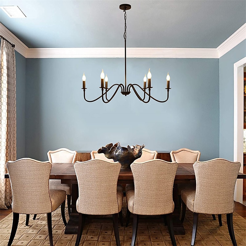88 cm LED Pendant Light 6 Light Candle Style Industrial Iron for Dining Room, Living Room, Kitchen Black Modern Traditional / Classic 220-240V2