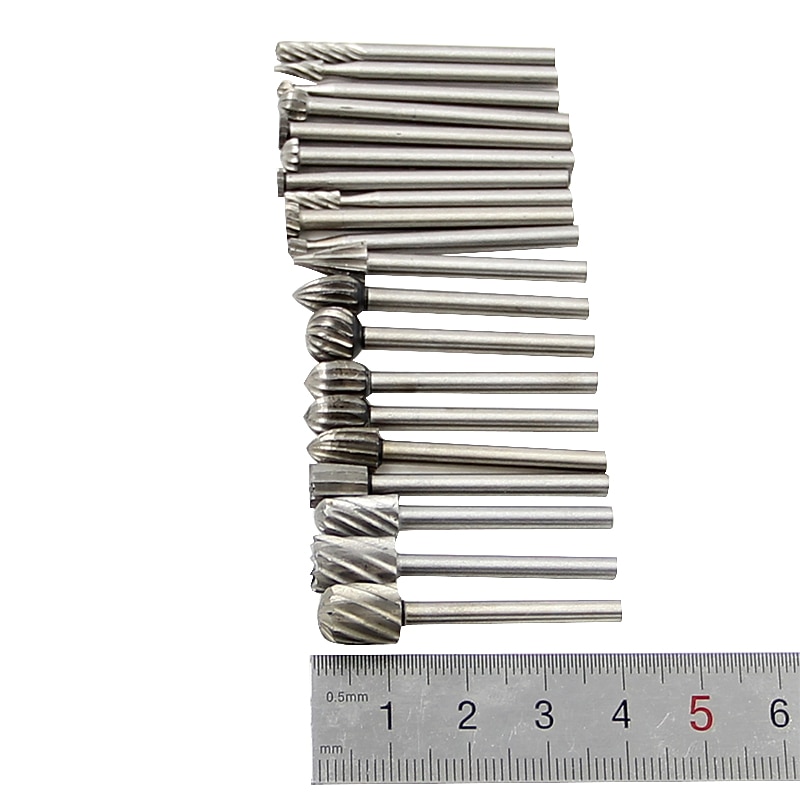 20 PC Set Of 3mm Electric Grinding High Speed Steel Woodworking Small Rotary File Engraving DIY Grinding Head Milling Cutter Set Accessories3