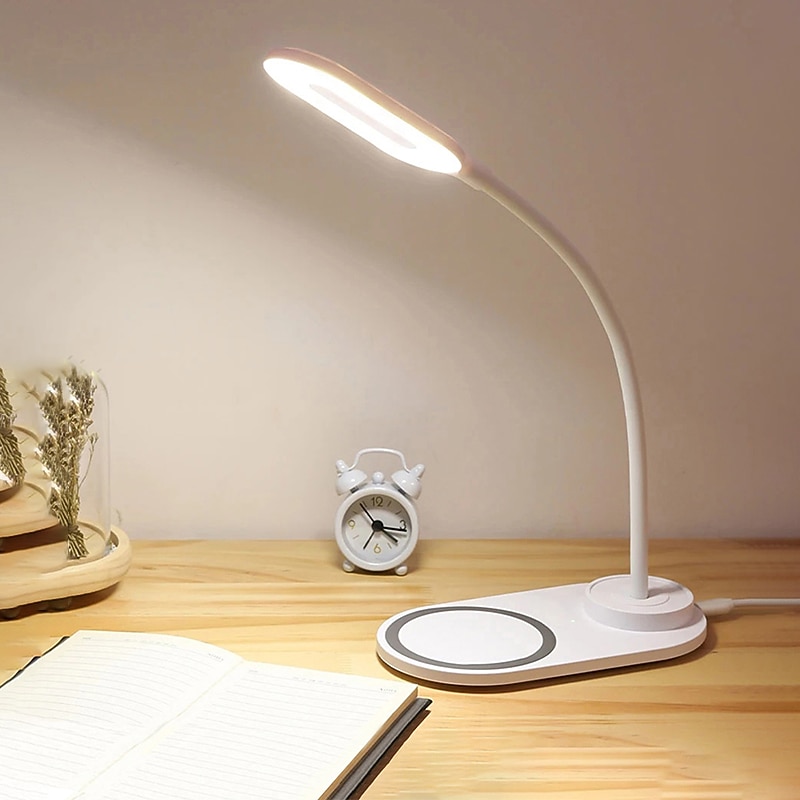 LED Table Lamp Wireless Charging for Samsung S20/S10/Note10 Fast Wireless Charger For iPhone 12 11Pro/Xr/Xs/8 Adjustable