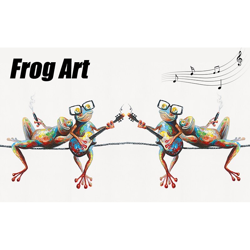 Oil Painting Hand Painted Square Animals Modern Stretched Canvas3