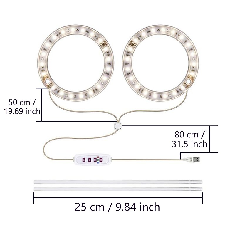 Angel Grow Light 4 or 3 Ring DC5V USB Phytolamp For Plants Led Full Spectrum Lamp For Indoor Plant Seedlings Home Flower Succulet 1pc4
