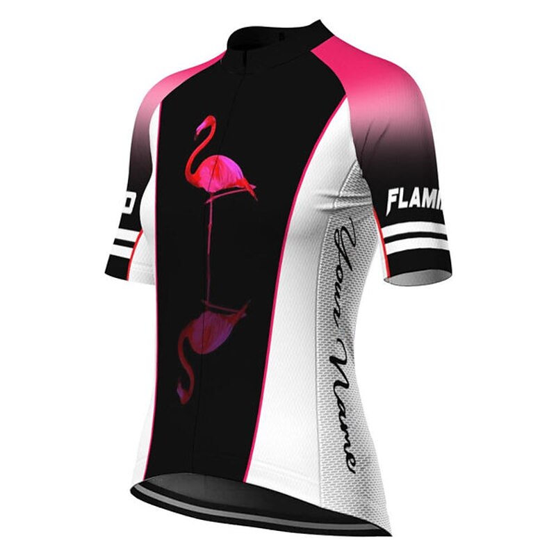 Women's Cycling Jersey Flamingo Funny Short Sleeve Bike Jersey Top with 3 Rear Pockets Mountain Bike MTB Road Bike Cycling Quick Dry Reflective Strips Back Pocket Moisture Wicking Sports Violet Black3