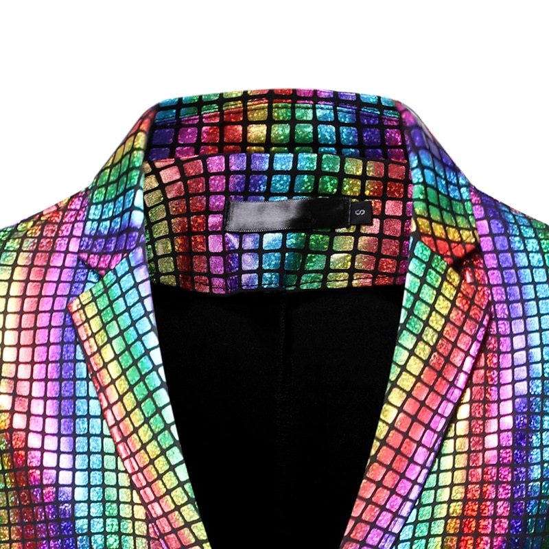 Men's Jacket Suits Blazer Party & Evening Club Shining Sequins Pocket Fall Winter Solid Color Streetwear Casual Turndown Regular Regular Fit Silver Gold Rainbow Jacket4