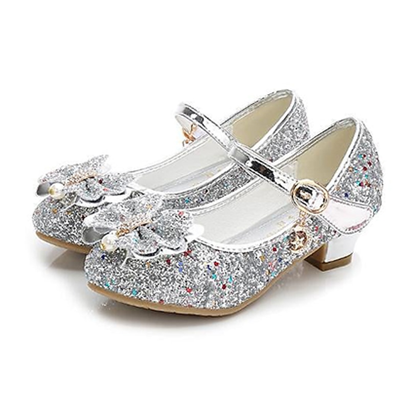 Princess Elsa Flower Shoes Girls' Movie Cosplay Mary Jane Sequins Light Purple Golden Rosy Pink Shoes Children's Day Masquerade World Book Day Costumes2