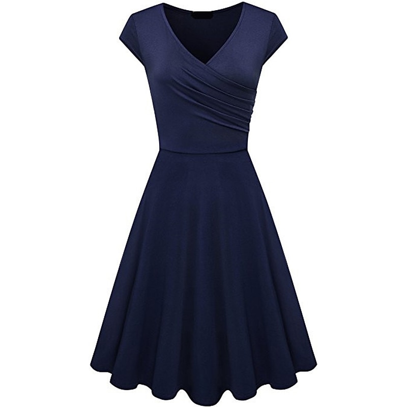 Women's A Line Dress Short Mini Dress Beige Short Sleeve Pure Color Ruched Spring Summer V Neck Elegant Classic 2023 4XL3