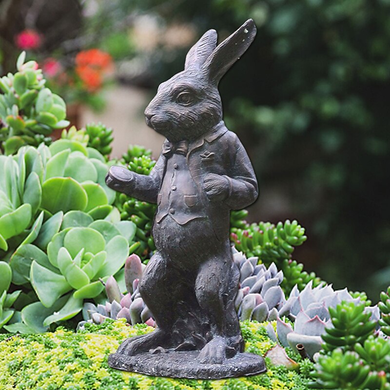 Resin Wonderland Ornament Garden / Patio Statue Alice Figurine Play Set Bunny Statue Wonderland Garden Decoration3