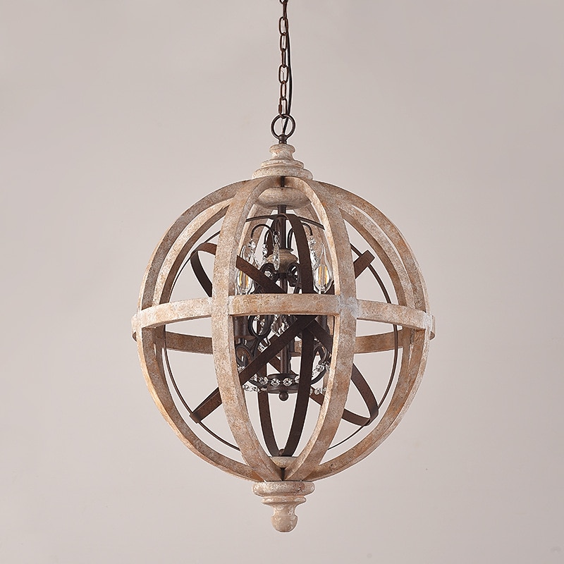 30 cm Globe Design Chandelier LED Pendant Light Wood Industrial Painted Finishes Vintage Country 220-240V3