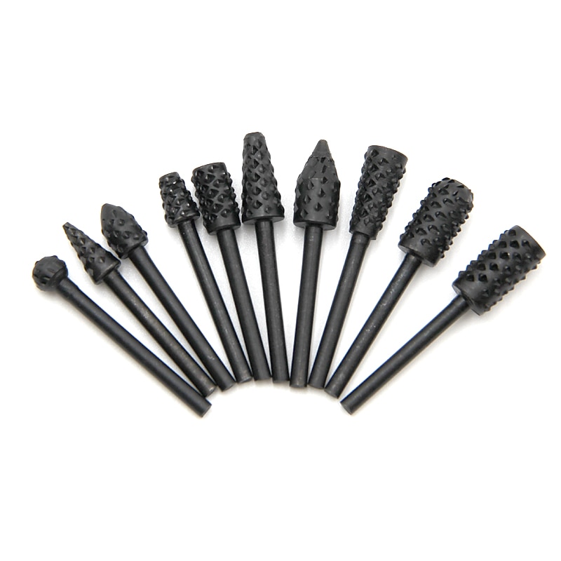10pc Fine Handle Wolf Tooth Stick 3mm Electric Grinding Rotary File Set Woodworking DIY Set Accessories