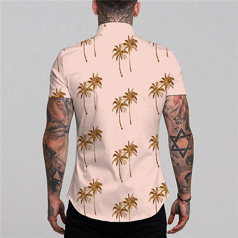 Men's Coconut Tree Shirt Summer Hawaiian Shirt Graphic Shirt Aloha Shirt Short Sleeve Shirt Turndown Outdoor Street Print White Pink Red Blue Green Print Button-Down Clothing Apparel Fashion Designer2
