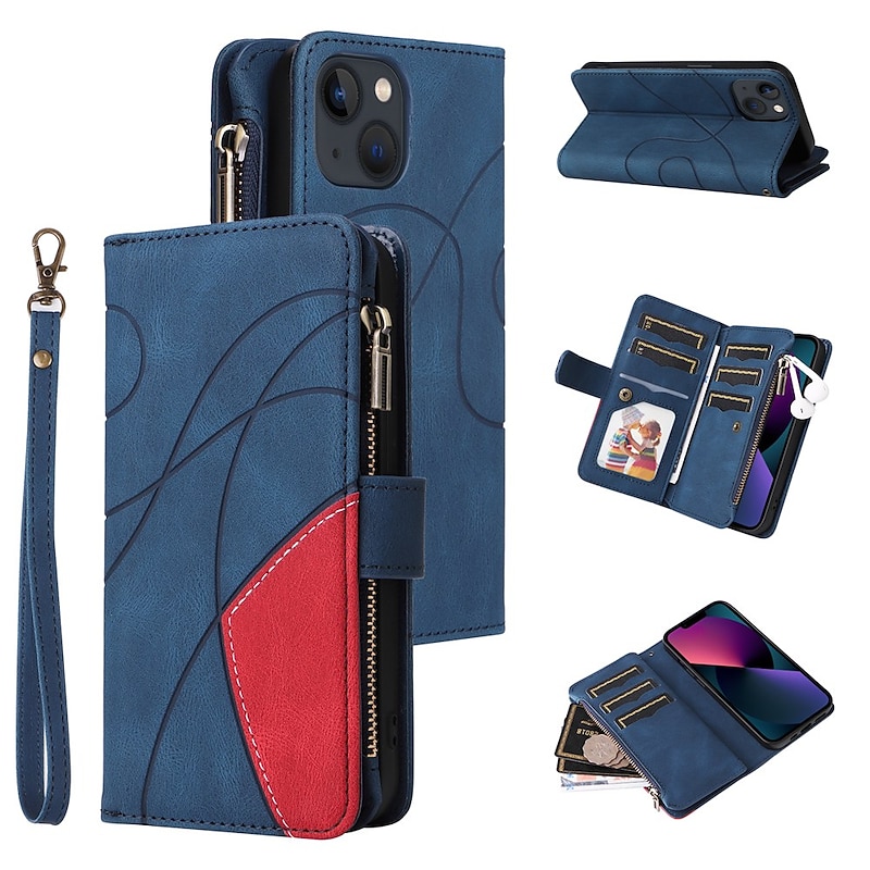 Phone Case For iPhone 17 Pro Max 17 Air 16 15 14 Pro Max Plus 13 Pro Max Mini Wallet Case Flip Cover Zipper with Wrist Strap Shockproof PU Leather2