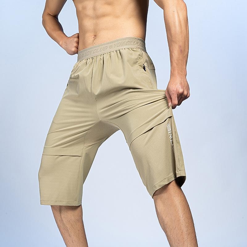 Men's Hiking Shorts Summer Outdoor Quick Dry Zipper Pocket Lightweight Soft Capri Pants Bottoms Drawstring Elastic Waist Army green seven Khaki Seven Fishing Climbing Beach M L XL 2XL 3XL