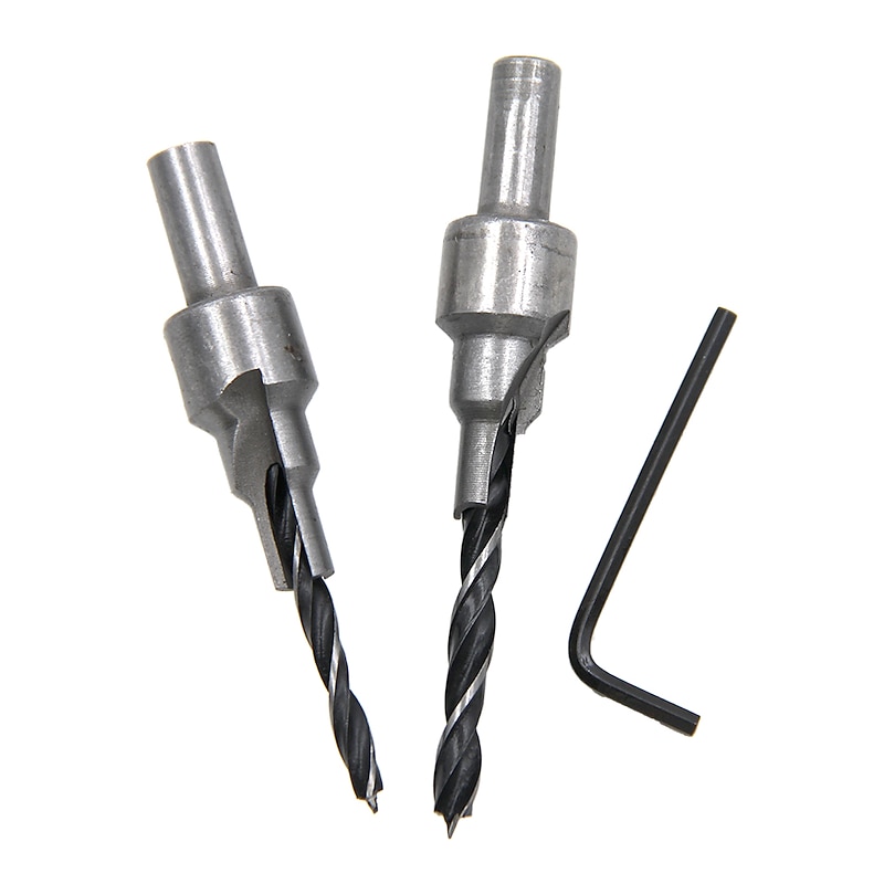 2Pcs/Set Drill Bit Set Countersink 2 Flute 3Steps 4mm/6mm 5mm/7mm Power Tools For Wood Reamer Woodworking Chamfer Kits