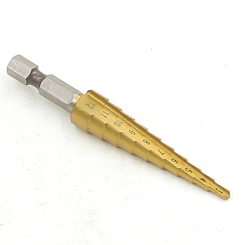 HSS Step Drill Bits 3mm-12mm Straight flute Power Tools 1/4 Hex Shank Wholesale Price 10 steps metal Drilling Titanium3