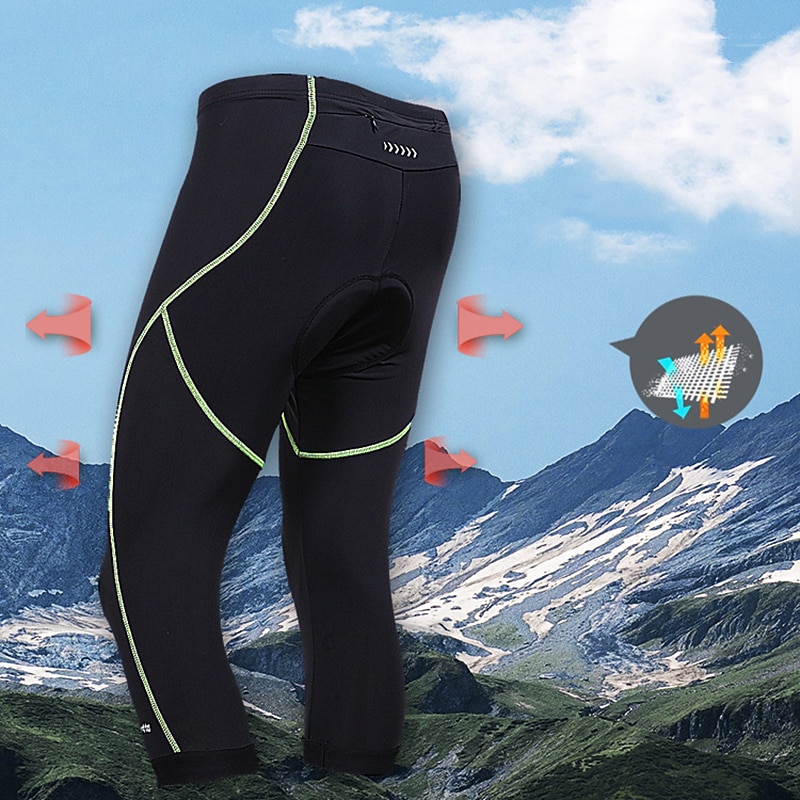 Men's Cycling Road Shorts Cycling 3/4 Tights Stripes Bike 3/4 Tights with 3 Rear Pockets Mountain Bike MTB Road Bike Cycling 3D Pad Cycling Quick Dry Moisture Wicking Sports Green Clothing Apparel2