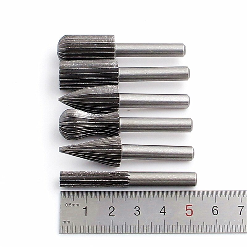 6pcs 6mm Round Shank Tungsten Steel Rotary Burrs Cutter Engraving Grinding Bit For Rotary Tools Woodworking DIY2