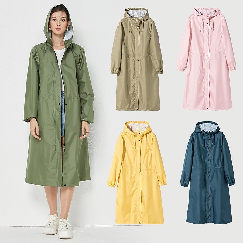 Men's Women's Rain Poncho Waterproof Hiking Jacket Rain Jacket Outdoor Waterproof Quick Dry Lightweight Comfortable Outerwear Windbreaker Raincoat Fishing Climbing Beach Light Khaki Sea Blue Mustard2