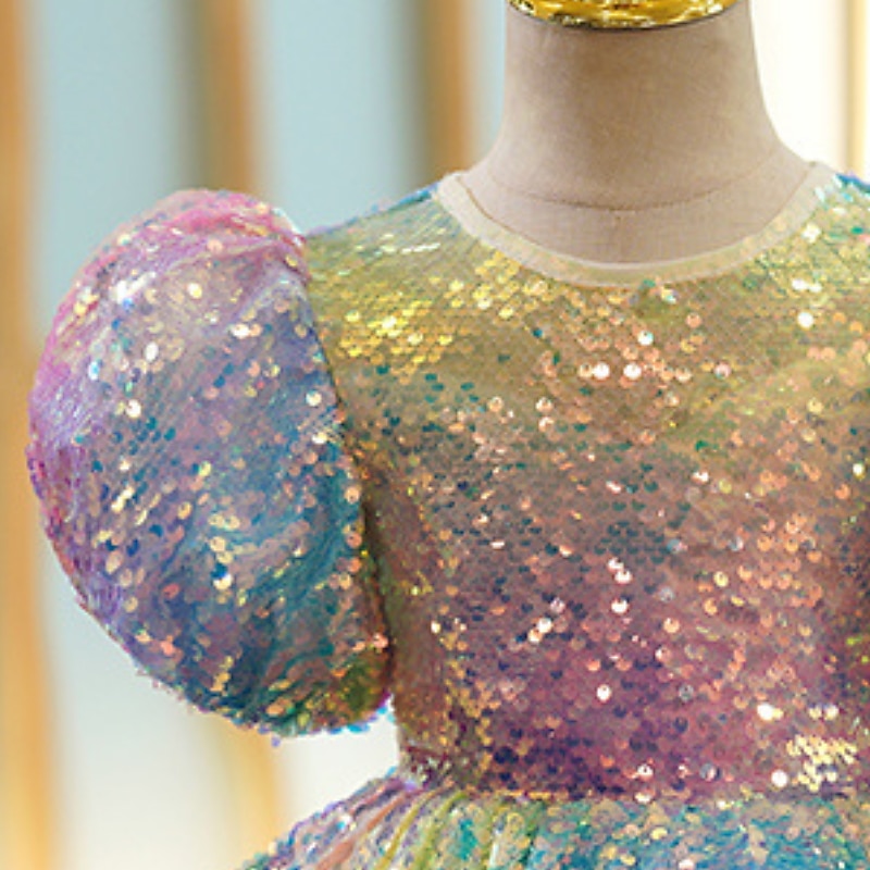 Girls' 3D colour Dress Short Sleeve Summer Spring Wedding Party Cute Princess Kids 3-12 Years A Line Dress Tulle Dress Maxi Regular Fit2