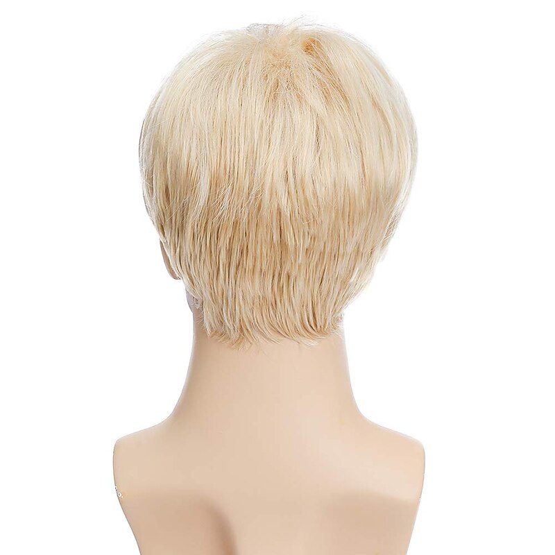 Mens Short Blonde Wig Natural Hair Replacement Synthetic   Hair Wigs (Light Blonde) Halloween Wigs2