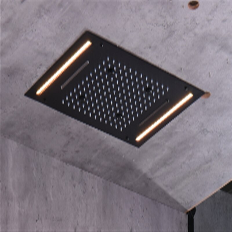 Shower Faucet,500*360 Matte Black Bathroom Faucet Rain Shower Complete with Multi-color LED Stainless Steel Shower Head Ceiling Mounted Ti-PVD Feature - Design / Rainfall Shower Head System3