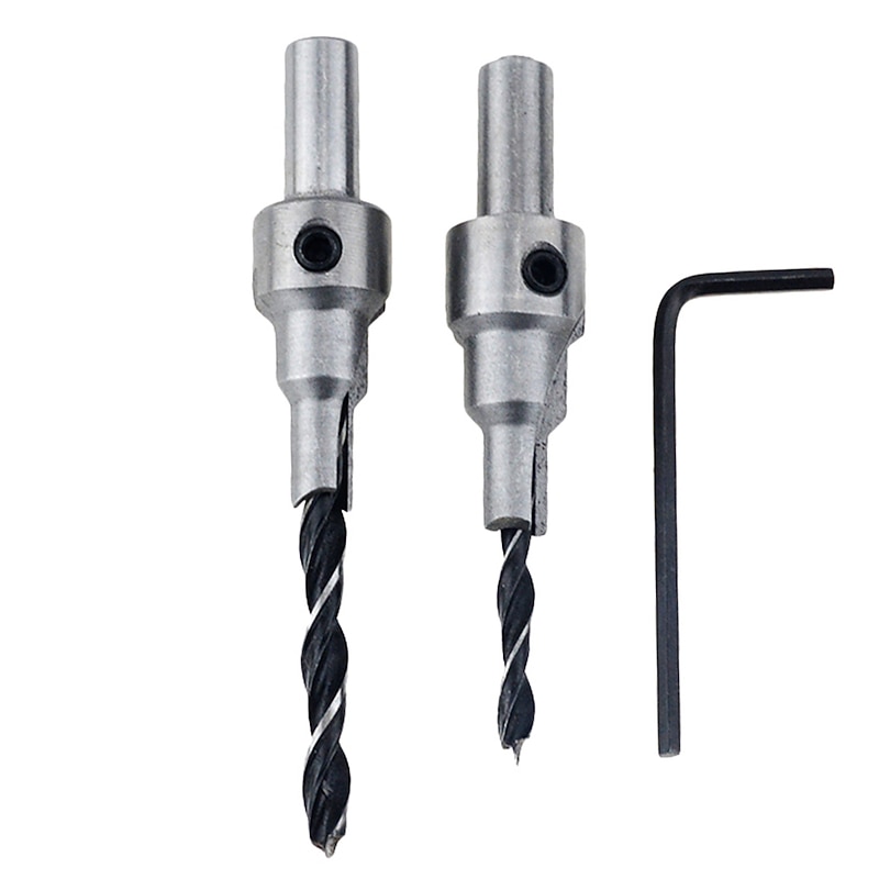 2pcs/Set Countersink Drill Bit Set 2 Flute 3steps 4mm/6mm 5mm/7mm Power Tools For Wood Reamer Woodworking Chamfer Kits