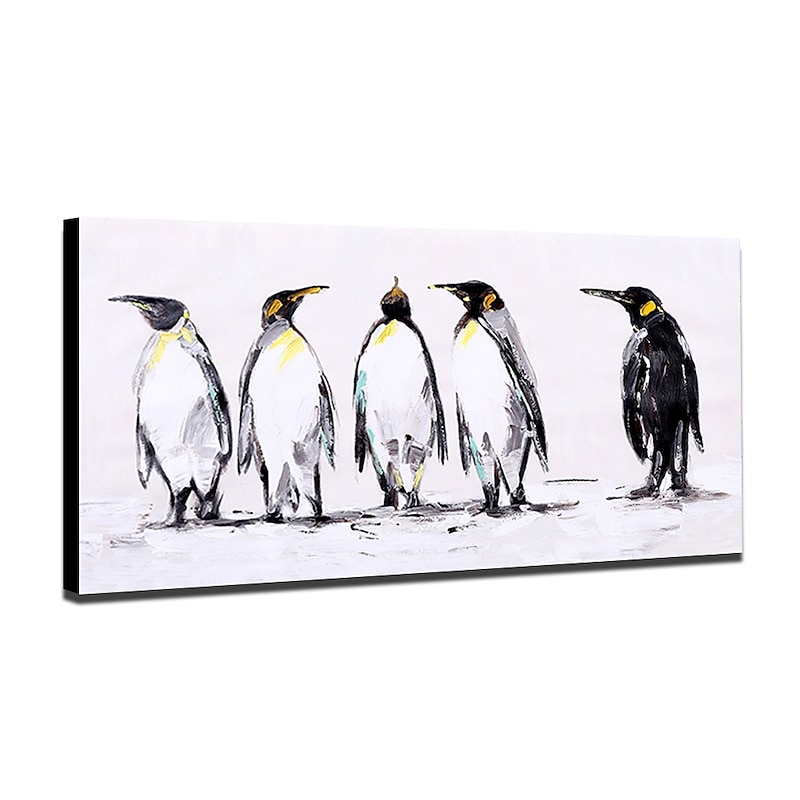 Oil Painting 100% Handmade Hand Painted Wall Art On Canvas Horizontal Abstract Penguins Animals Modern Home Decoration Decor Rolled Canvas No Frame Unstretched3