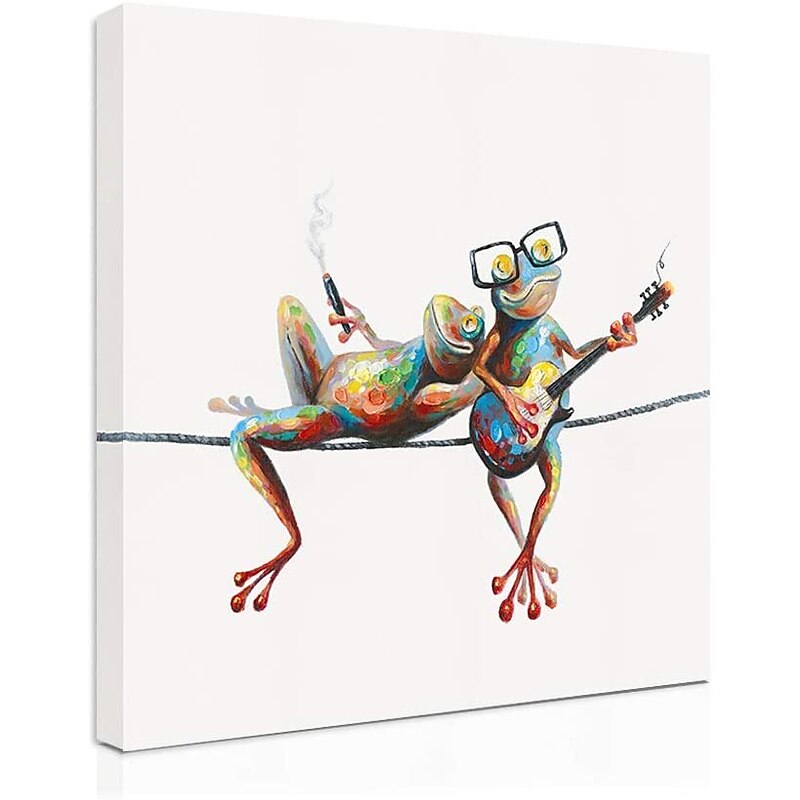 Oil Painting Hand Painted Square Animals Modern Stretched Canvas2