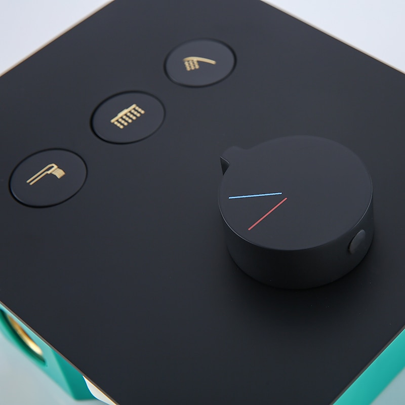 10 Inch Round Shower Faucets Sets,3-Function Matte Black / Chrome Complete with Brass Shower Head and Solid Brass Handshower Mount Inside Rainfall Shower Head System2