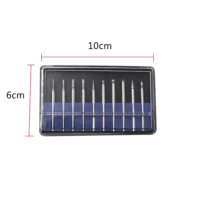 10pc Electric Drill Diamond Grinding Needle Box Nail Grinding Head Brazing Grinding Rod Mini Electric Grinding Carving Accessories2
