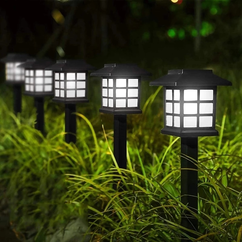 4pcs Outdoor Pathway Lights Solar Garden Street LED Lawn Light Waterproof Walkway Holiday Decoration Landscape Lighting Courtyard Lamp