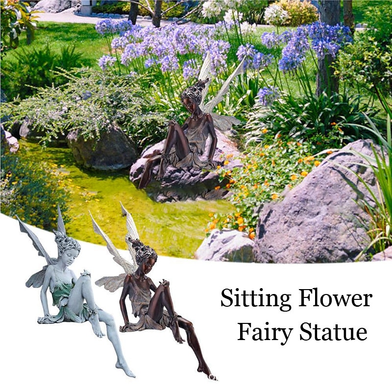 Fairy Statue Angel Fairy Statue, Garden Antique Resin, Realistic Decoration, Family Table Decoration, Garden, Lawn, Courtyard, Porch, Courtyard, Outdoor Decoration3