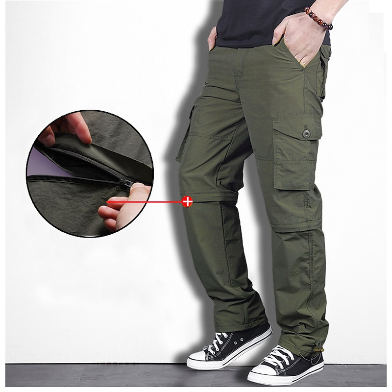 Men's Convertible Zip Off Pants Hiking Pants Trousers Tactical Cargo Pants Summer Spring Outdoor Waterproof Quick Dry Lightweight Comfortable Bottoms khaki Army Green Fishing Climbing Beach M L XL