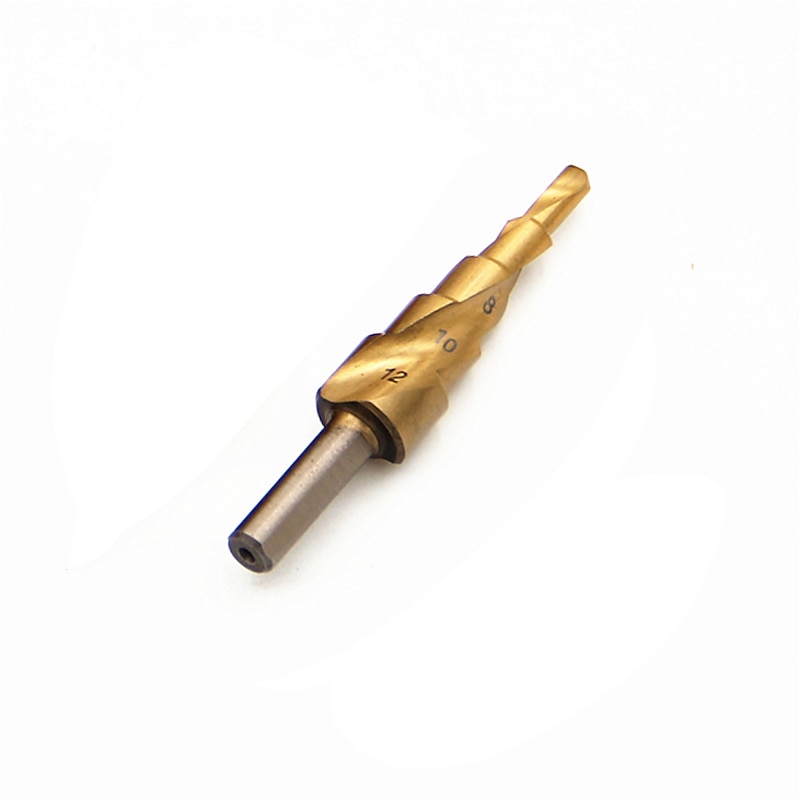 HSS Step Drill Bits 4mm-12mm Spiral groove Power Tools Triangular handle Wholesale Price High Quality metal Drilling Titanium2