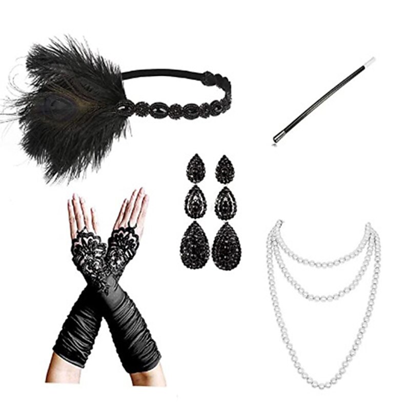 Retro Vintage 1920s Headpiece Masquerade Flapper Headband The Great Gatsby Charleston Wedding Guest Fancy Dress Women's Masquerade Party / Evening Wedding Reception Bachelorette Party Adults' Gloves3