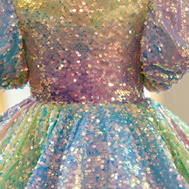 Girls' 3D colour Dress Short Sleeve Summer Spring Wedding Party Cute Princess Kids 3-12 Years A Line Dress Tulle Dress Maxi Regular Fit3