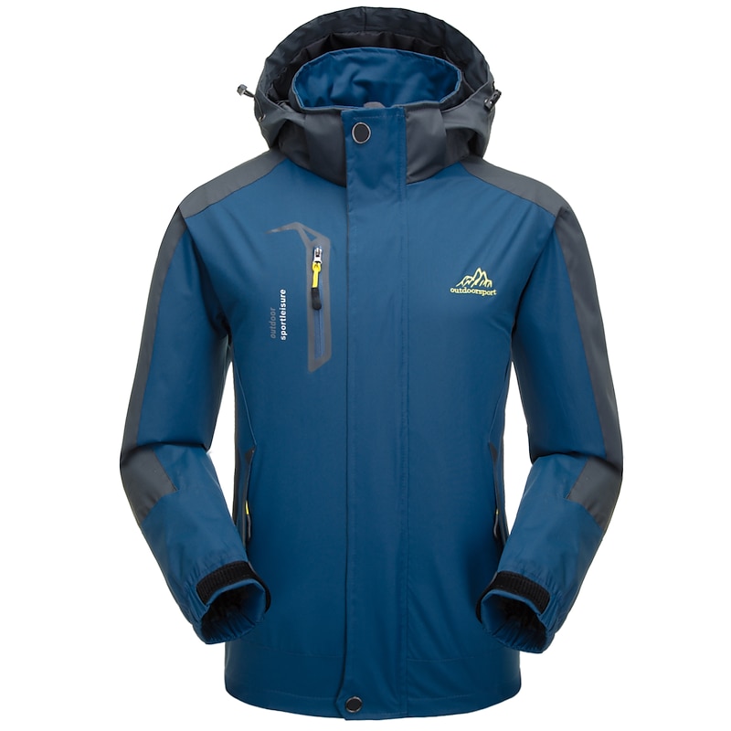 Men's Waterproof Hiking Jacket Gorpcore Rain Jacket Hiking Windbreaker Outdoor Waterproof Windproof Lightweight Breathable Detachable Cap Outerwear Trench Coat Full Zip Hoodie Hunting Fishing Climbing3