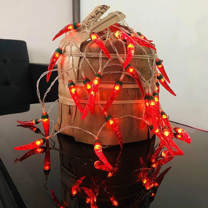 Red Pepper Shaped String Lights 3m 20leds Battery Powered Fairy Light Christmas Garden Home Balcony Holiday Party Decoration2
