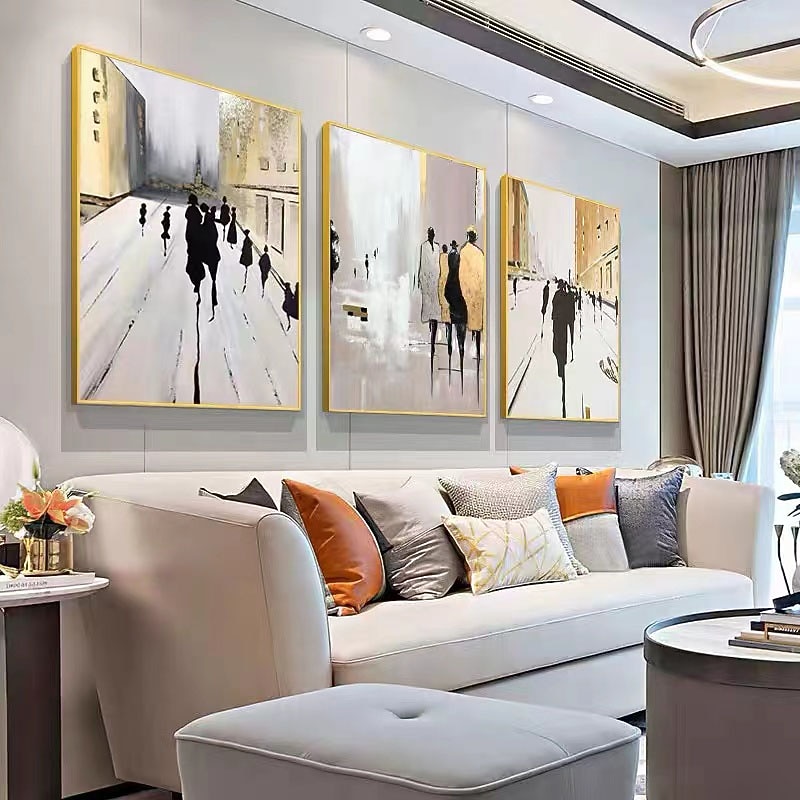 Oil Painting Hand Painted Vertical Abstract Architecture Vintage Modern Rolled Canvas (No Frame)4