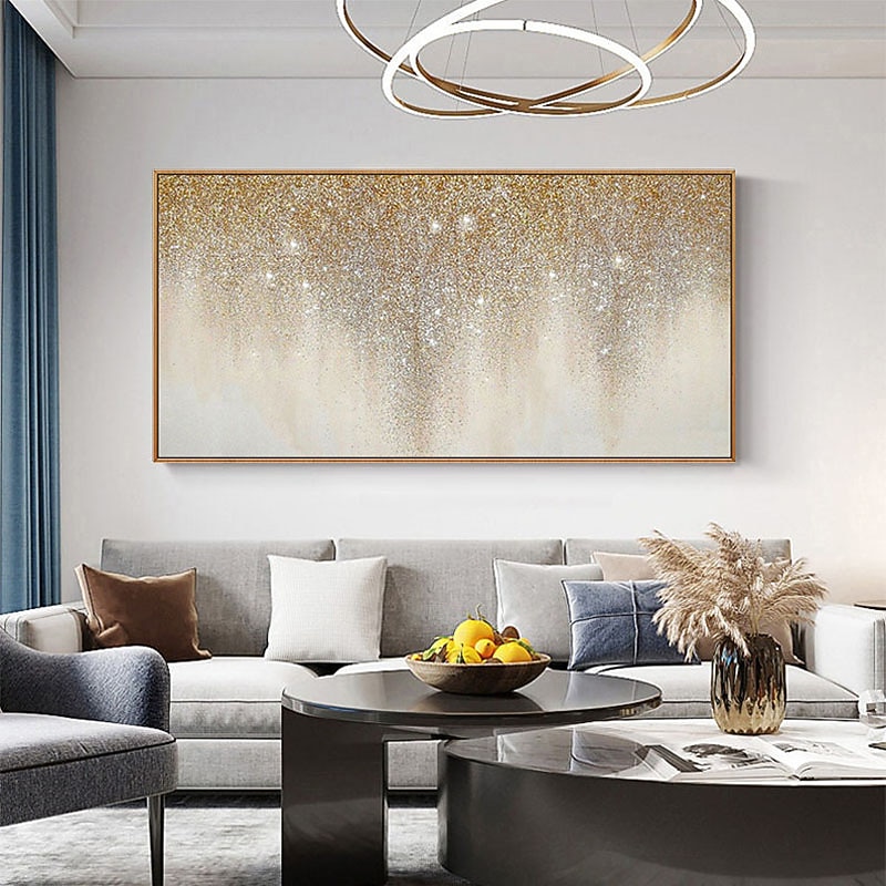 Oil Painting 100% Handmade Hand Painted Wall Art On Canvas Vertical Abstract Golden Still Life Contemporary Modern Home Decoration Decor Rolled Canvas No Frame Unstretched