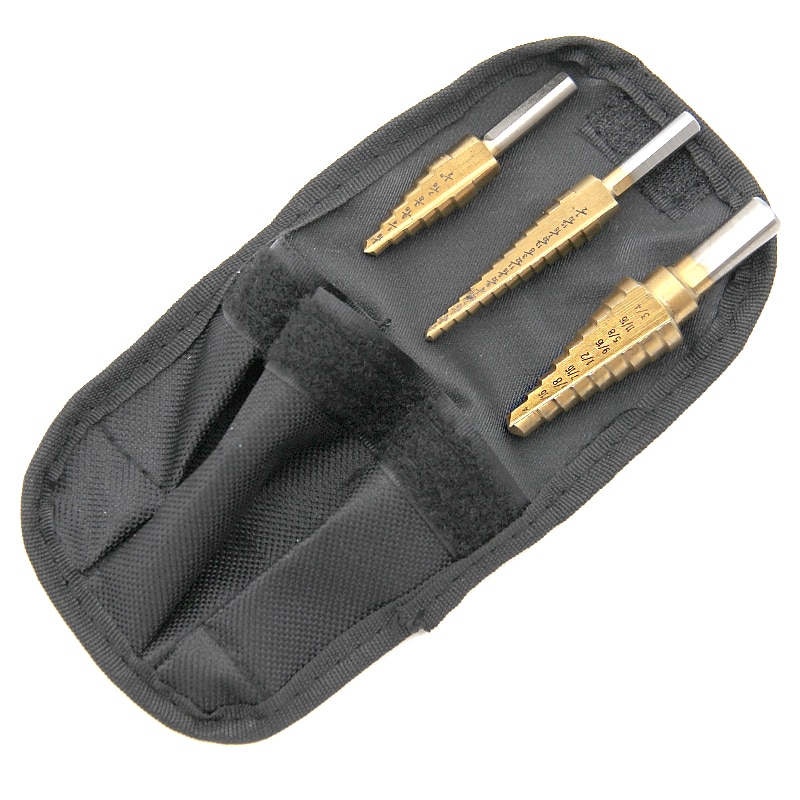 HSS Step Drill Bits 1/4 to 3/4 Power Tools Wholesale Price 3pcs/set metal Drilling TitaniumTriangular handle