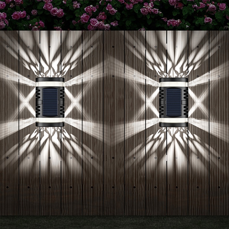 2pcs Outdoor Wall Light LED Solar Lights IP65 Waterproof Garden Balcony Lighting Solar Fence Lamp Courtyard Patio Decoration Light2
