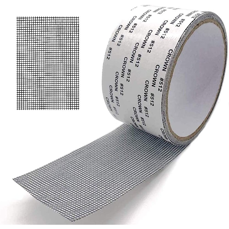 Window Screen Repair Kit Tape 5x2m Strong Adhesive & Waterproof Fiberglass Covering Mesh Tape for Covering Window Door Tears Holes Screen Patch Repair Kit