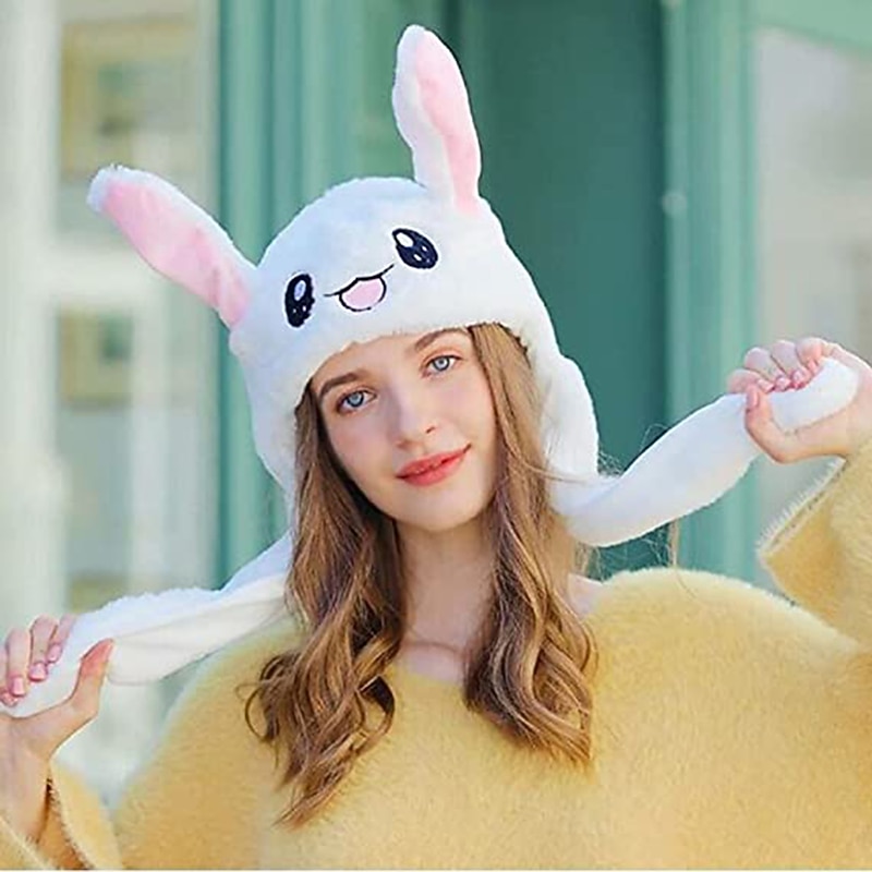 Cute Costume Hats Plush Bunny Hat with Moving Ears Rabbit Hat Funny Moving Earflaps Cute Stuff Gift for Women Girls Headwearfor Gift for Boy&Girls4