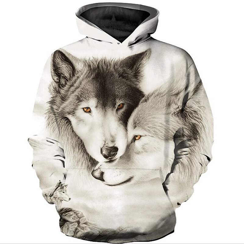 Boys 3D Animal Wolf Hoodie Long Sleeve 3D Print Spring Active Sports Fashion Kids 3-12 Years Outdoor Daily Indoor Regular Fit2