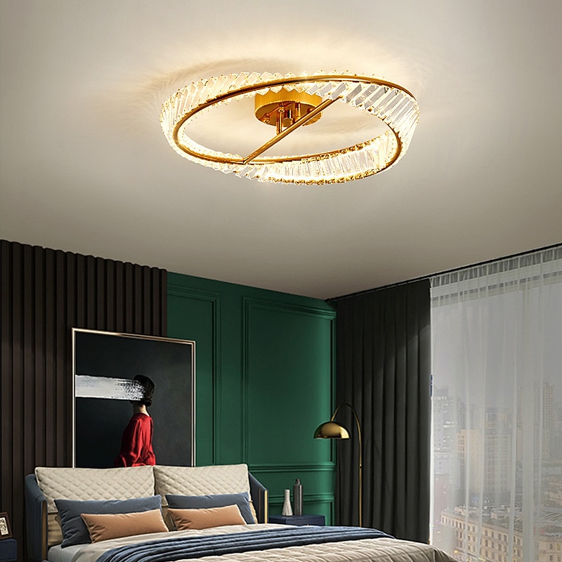 60 cm Nordic Style Ceiling Light LED Crystal Copper Modern Living Room 220-240V