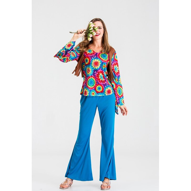 Retro Vintage 1960s Hippie Outfits Prom Dress Hippie Fancy Dress Women's Carnival Masquerade Vacation Party Pride Parade Adults' Top Pants3