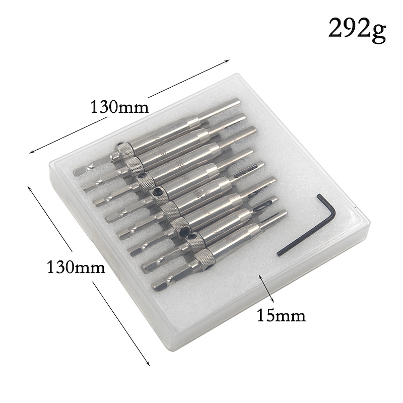 8pcs Door Lock & Hinge Drill Bit Set Plastic Box Self Centering Pilot Hole HSS Hex Shank Wood Tool Hole Saw DIY Wholesale Price2