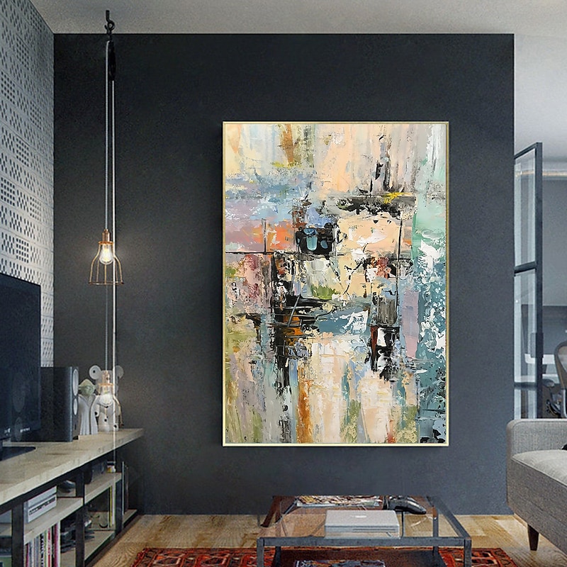 Oil Painting Hand Painted Horizontal Panoramic Abstract Landscape Modern Rolled Canvas (No Frame)4