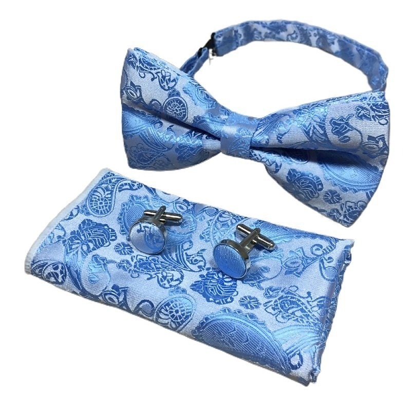 Men's Ties Bow Tie Pocket Square Cufflinks Sets Bow Tie Gift Box Work Wedding Gentleman Jacquard3